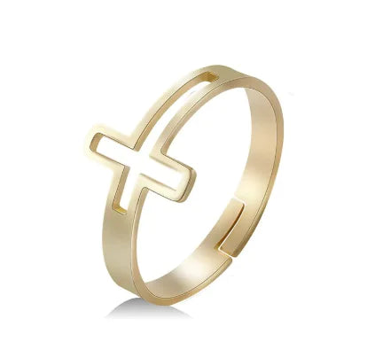 Cross stainless steel ring