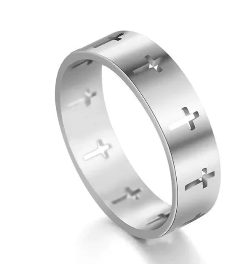 Hollow Cross Stainless Steel Ring