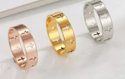 Hollow Cross Stainless Steel Ring