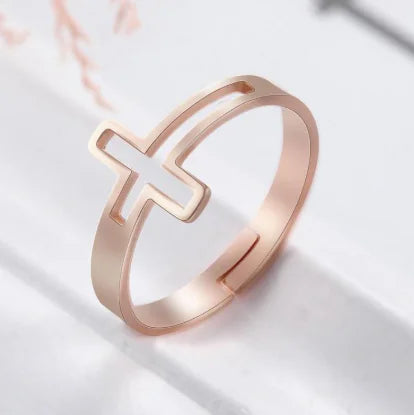 Cross stainless steel ring
