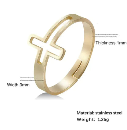 Cross stainless steel ring