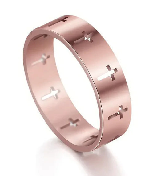 Hollow Cross Stainless Steel Ring