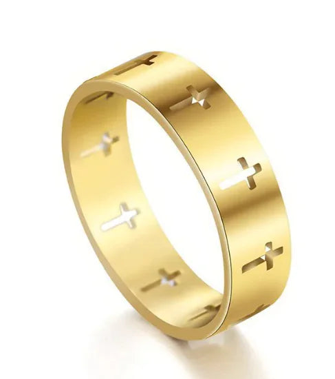 Hollow Cross Stainless Steel Ring