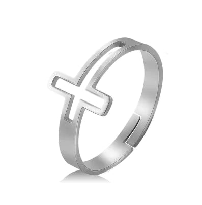 Cross stainless steel ring